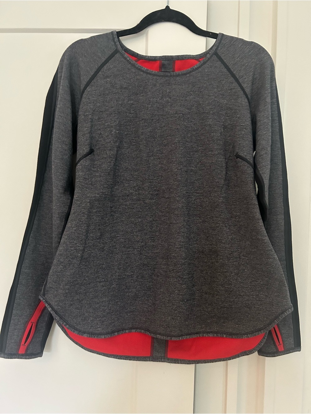 lululemon athletica Dark Gray and Red Long-Sleeve Pullover Hoodie